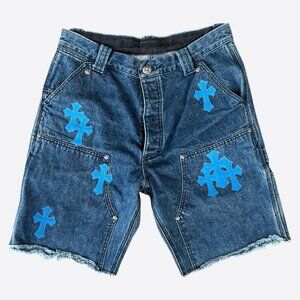 Chrome Hearts Blue Cross Patch Carpenter Shorts